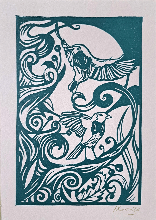 Handmade print with Robin's 