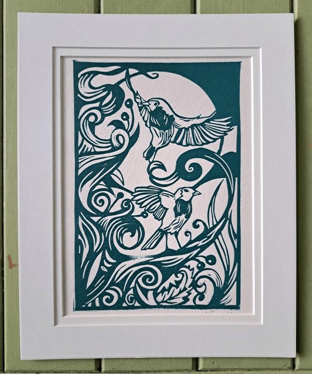 Handmade print with Robin's 