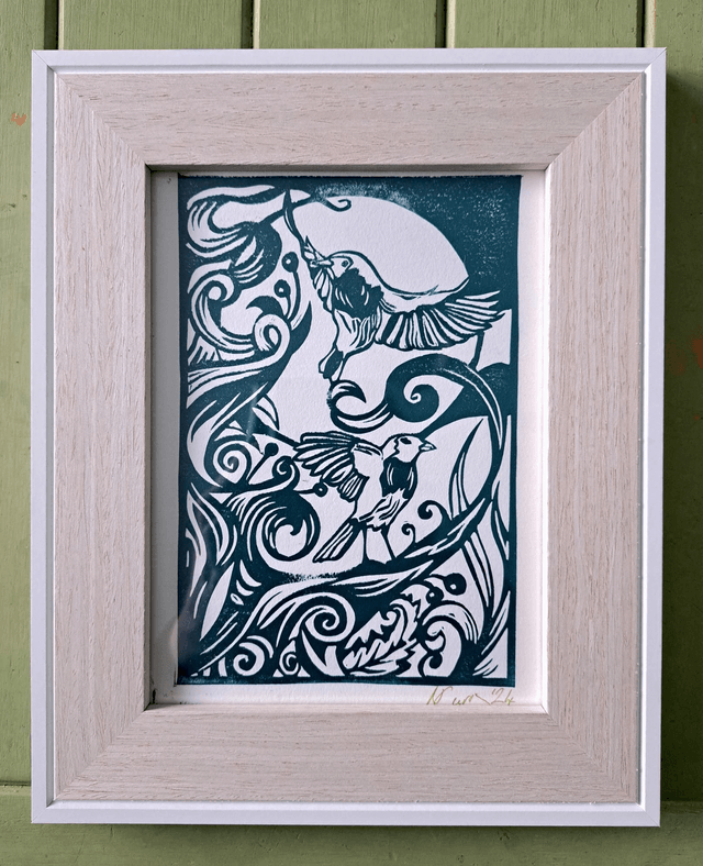 Handmade print with Robin's 